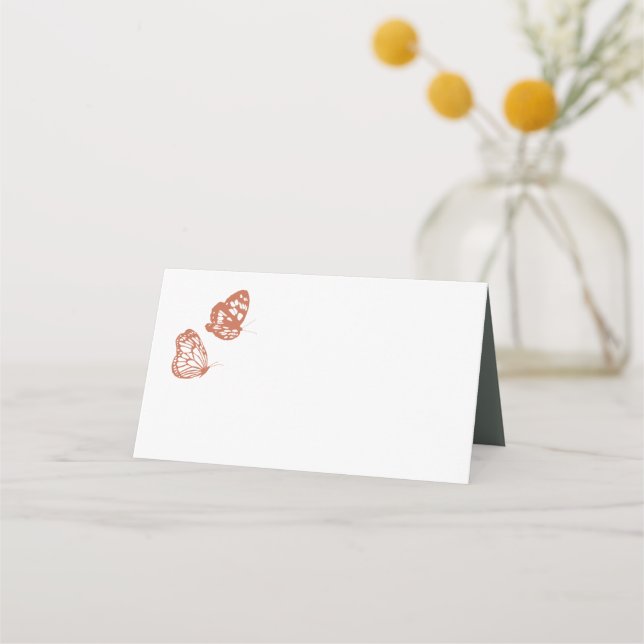 Cartão De Mesa Casamento de Terracotta Sage, Jardim de Borboleta  (Frente)