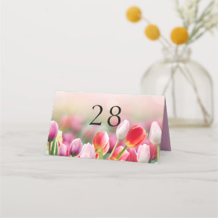 Cartão De Mesa Casamento de Tulip Florals Colorida Elegante