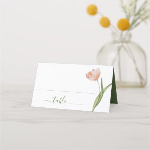 Cartão De Mesa Casamento de Tulipas de Aquarela Elegante