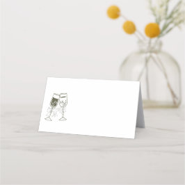 Cartão De Mesa Casamento de Vazio Verde da Madeira de Champanhe