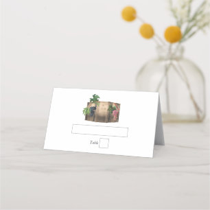 Cartão De Mesa Casamento de vinhas de barril de vinho russo