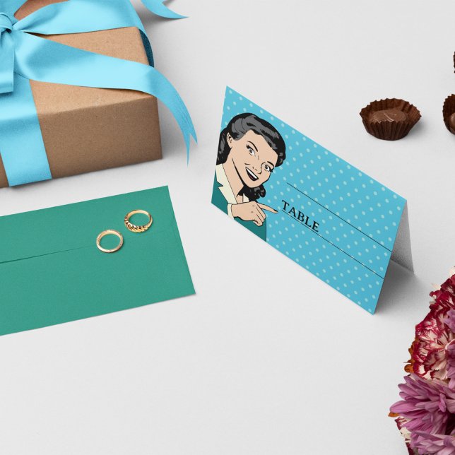 Cartão De Mesa Casamento divertido com quadrinhos de arte Pop da  (Criador carregado)