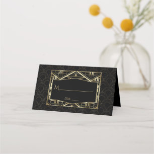 Cartão De Mesa Casamento do estilo Dourado Gatsby Art Deco