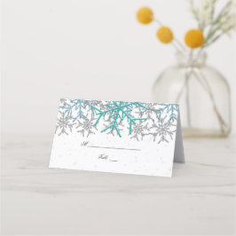 Cartão De Mesa Casamento dos Flocos de Neve de Silver de inverno