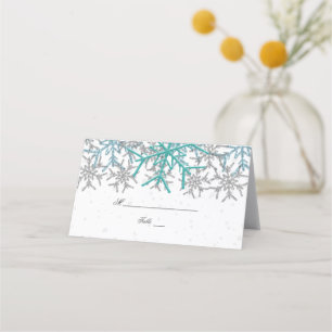 Cartão De Mesa Casamento dos Flocos de Neve de Silver de inverno