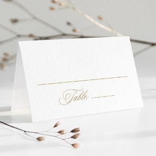 Cartão De Mesa Casamento Dourado com Caligrafia Romântica Suave