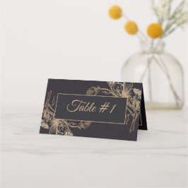 Cartão De Mesa Casamento Dourado com Design metálico negro