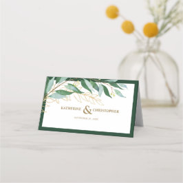 Cartão De Mesa Casamento Dourado da Floresta Foliage Elegante