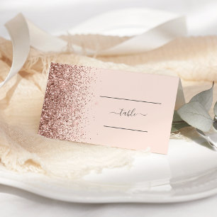 Cartão De Mesa Casamento Dourado de Borda Glitter Rosa Rosa Rosa 