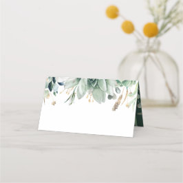Cartão De Mesa Casamento Dourado de Jardim Verde