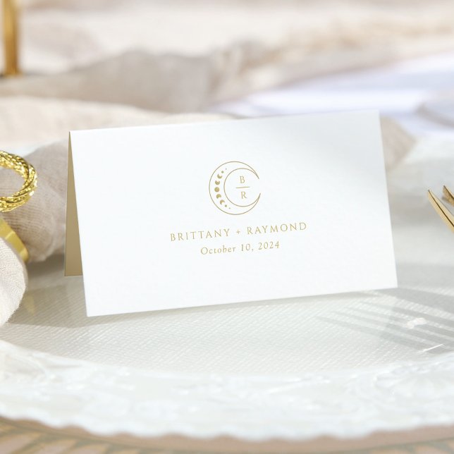Cartão De Mesa Casamento Dourado de White Celestial (Criador carregado)