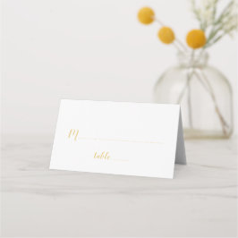 Cartão De Mesa Casamento Dourado e Branco de Script Moderno