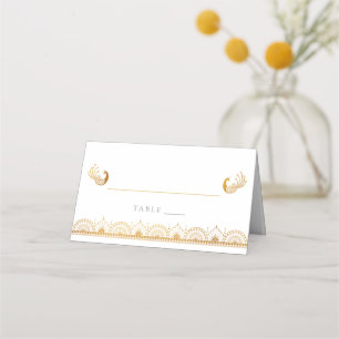 Cartão De Mesa Casamento Dourado Elegante da Índia