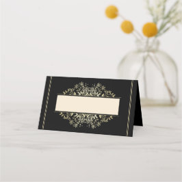 Cartão De Mesa Casamento Dourado Elegante de Black e Linen