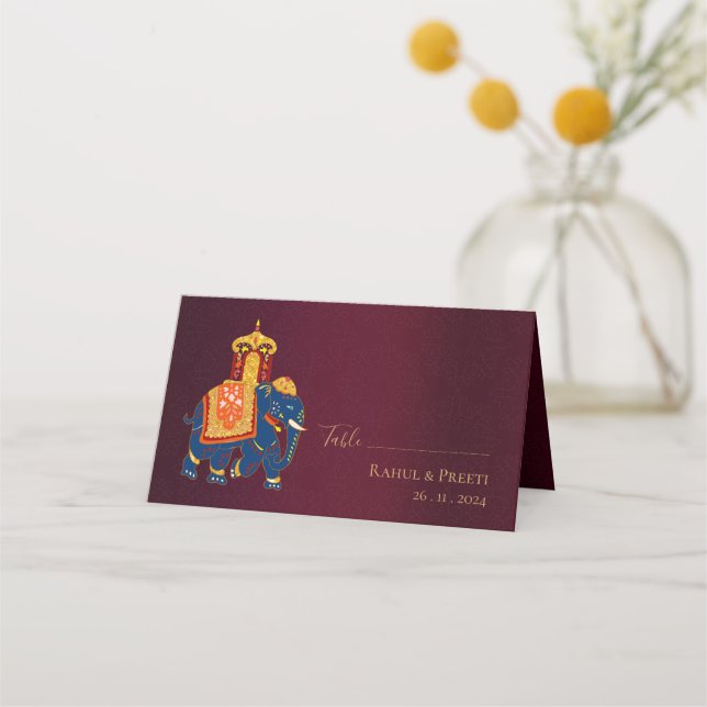 Cartão De Mesa Casamento Dourado índio tradicional Design elegant (Frente)