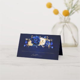 Cartão De Mesa Casamento Dourado Metálico Real Azul Pla