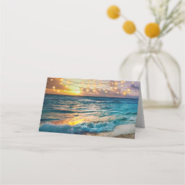 Cartão De Mesa Casamento Elegant Beach Summer