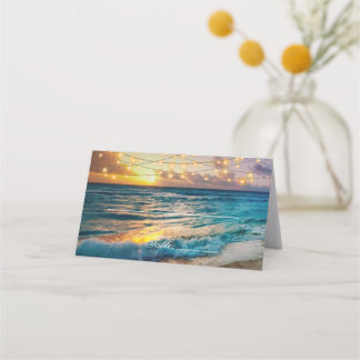 Cartão De Mesa Casamento Elegant Beach Summer