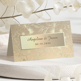 Cartão De Mesa Casamento Elegante a Ouro