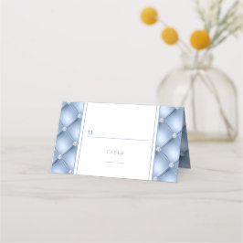 Cartão De Mesa Casamento Elegante com Diamantes Azuis e Tufted