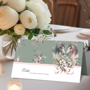 Cartão De Mesa Casamento Elegante de Cavalo de Primavera