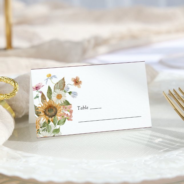 Cartão De Mesa Casamento Elegante De Girassol (Elegant Sunflower Wildflower Wedding Table Place Card by Painted Paperie
)
