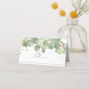 Cartão De Mesa Casamento Elegante de Watercolor Greenery