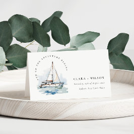 Cartão De Mesa Casamento Elegante Dusky Sailboat Yacht Seascape
