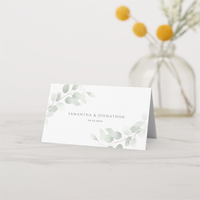 Cartão De Mesa Casamento Elegante Eucalyptus Greenery (Verso)