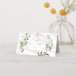 Cartão De Mesa Casamento Elegante Eucalyptus Marble Geométrico de