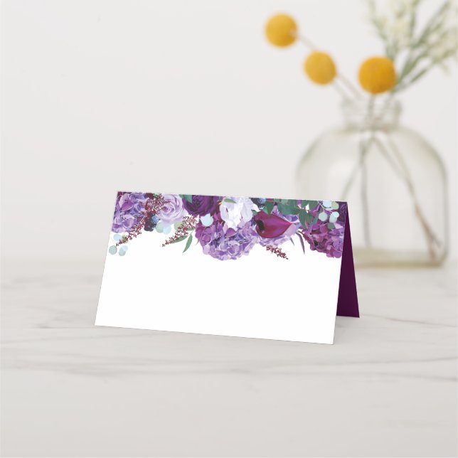 Cartão De Mesa Casamento Elegante Floral de Watercolor (Frente)