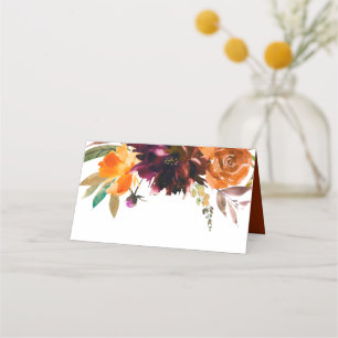Cartão De Mesa Casamento Elegante Floral Outono Rústico