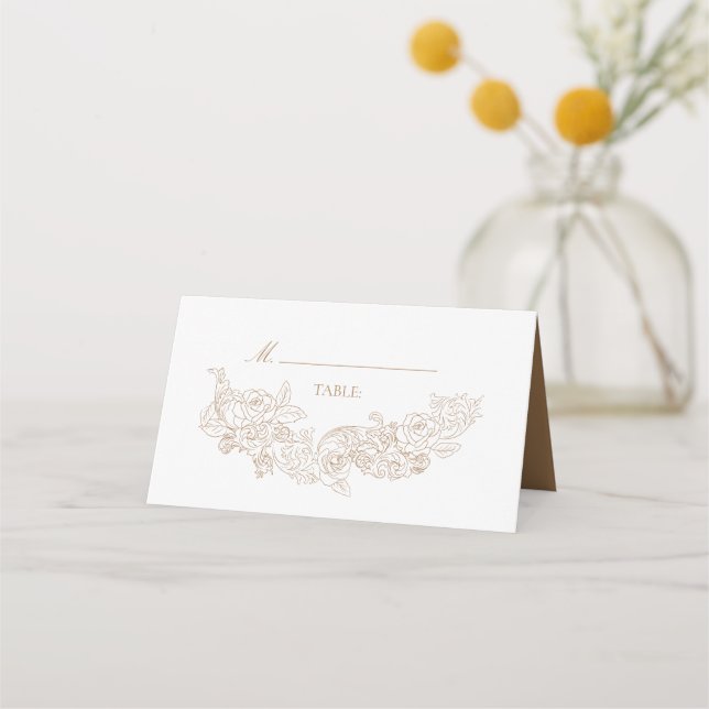 Cartão De Mesa Casamento Elegante Rococo Brown (Frente)