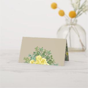 Cartão De Mesa Casamento Elegante Rosa de Vintage Amarelo