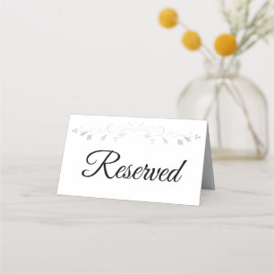 Cartão De Mesa Casamento Elegante Simples Silver Filigree Reserva