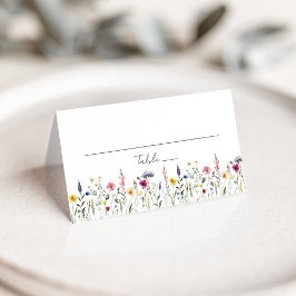 Cartão De Mesa Casamento em Prado de Flores Silvestres Elegantes