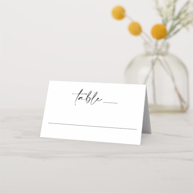 Cartão De Mesa Casamento Escrita Simples Minimalista Elegante (Frente)