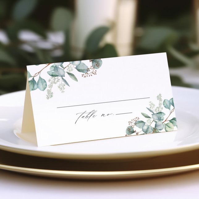 Cartão De Mesa Casamento Eucalyptus Elegante Greenery (Elegant Eucalyptus Greenery Wedding Table Place Cards.)