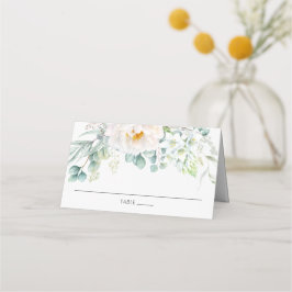 Cartão De Mesa Casamento Eucalyptus Floral Branca de Peony e Ivor