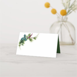 Cartão De Mesa Casamento Evergreen Da Aquarela Floral De Inverno