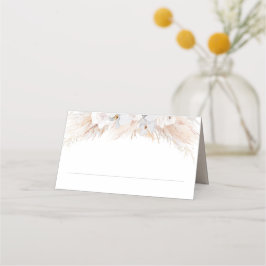 Cartão De Mesa Casamento Exótico de Pampas e Orquídeas Brancas