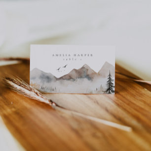 Cartão De Mesa Casamento Externo de Watercolor Mountain