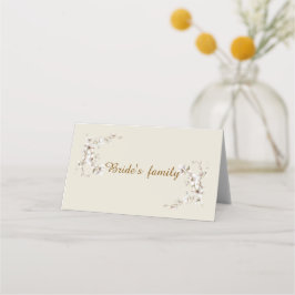 Cartão De Mesa Casamento Flor de Botânica Branco Elegante Marfim