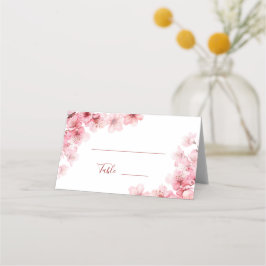 Cartão De Mesa Casamento Flor de Cerejeira Rosa Branco
