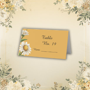 Cartão De Mesa casamento flor de margarida retro laranja branca