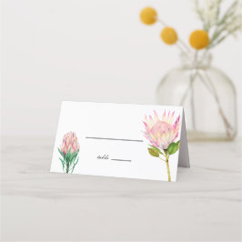 Cartão De Mesa Casamento Flor de Protea Rosa Exótica