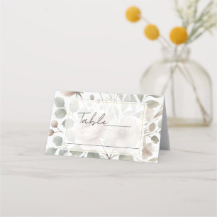 Cartão De Mesa Casamento Floral Aquarela Oliva Empoeirado e Rosa