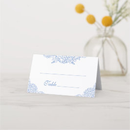 Cartão De Mesa Casamento Floral Azul Moderno Hydrangea Dusty