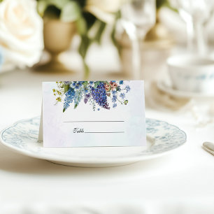 Cartão De Mesa Casamento Floral Azul-Violeta Boêmia