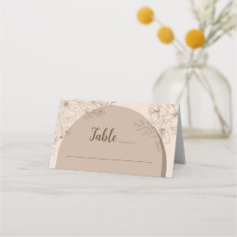 Cartão De Mesa Casamento Floral Bege Elegante